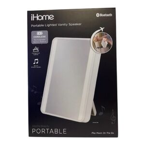 NWT-IHOME-LIGHTED VANITY MIRROR WITH WIRELESS SPEAKER